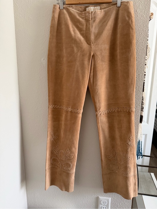 margaret godfrey Denim - Women's Tan Suede Embroidered Jeans